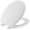 Bemis 500TTT Durable Wood Toilet Seat, Secure Hinges Stay Tight,