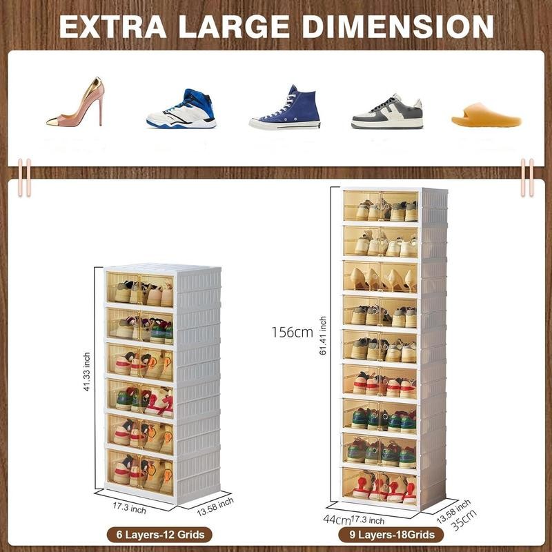 NLDD's 9-Tier Space-Optimizing Shoe Storage: Clear, Collapsible System for 18