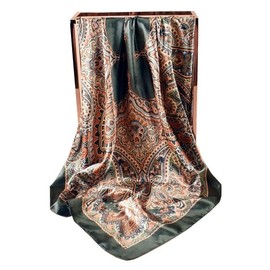 Hexchasty 35”Head Scarf Satin Silk Like Hair Scarf Large Square Head Scarves Bandana Head Wraps Headscarfs for Women Green (A-Green)