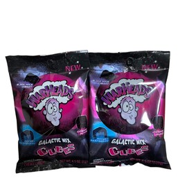 Warheads Galactic Mix Cubes Sour Candy 4.5 Oz - Rocket Raspberry and Cosmic Punch (Pack of 2)