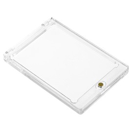 PATIKIL Pack of 2 Magnetic Card Holder 4 x 3 x 0.35 Inches 100PT Plastic Clear Collecting Card Protector for Standard Cards Memory Display Gold Tone