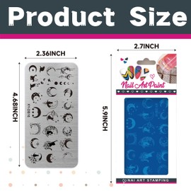 Dagslys 1 Piece Nail Art Stamping Plate Galaxy Crescent Moon Stars Kitten Cats Nail Stamp Plate Reusable Metal Nail Art Template Kit for Nail Art DIY Printing Slow Drying Polish Manicure Salon Tool