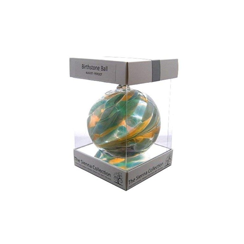 Sienna Glass August Birthstone Glass Friendship Ball-Peridot, 11 x 11