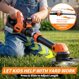 KidBloom Kids Gardening Tools Set, Kids Lawn Mower with Lights, Lawn Mower Toy with Sound On Off Switch, Toddler Outdoor Pretend Play Toys, Birthday Gifts for Boys 3 4 5 6 7 8+
