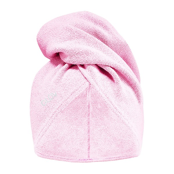 Hair Turban Quick-Drying Microfibre Towel Turban Towel with Bow and Buttons Absorbent Microfibre Hair Turban Universal Size (Pink)