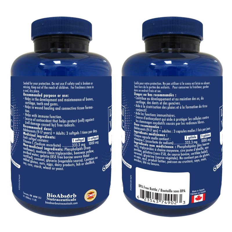 Liposomal Vitamin C 1000mg. 70-Day Supply, 210 Softgel Capsules. Corn-Free,