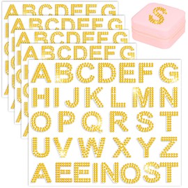 170 Pieces Rhinestone Letters Stickers, 5 Sheets Glitter Self Adhesive Diamond Alphabet Stickers Silver Bling Crystal Letter Stickers Gemstone Border Stickers for DIY Craft Decors Clothes Bags Hats