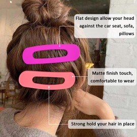 Large Duck Billed Flat Hair Clips, Ahoney 12 Pack Alligator Hair Clips Flat Claw Clips for Thin Thick Hair 3 Sizes Lay Down Claw Clips Banana Clips Hair Styling Accessories for Women Girls (Pink)