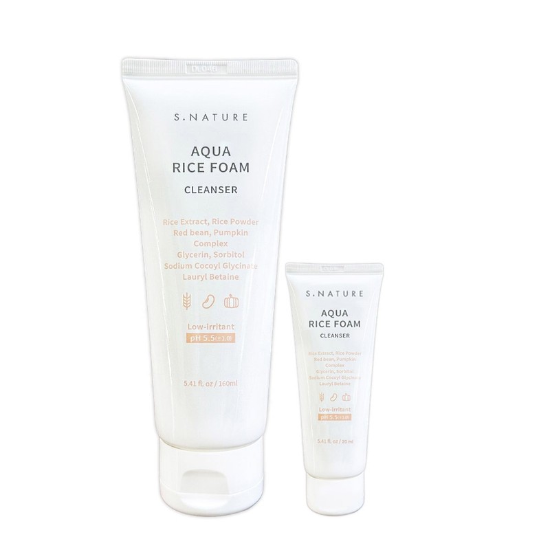 S-Nature Aqua Rice Mildly Acidic Cleansing Foam Special Set 160ml+20ml