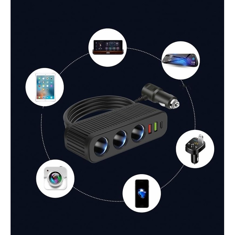 Kfz-Ladegerät Zigarettenanzünder Splitter 120 W Adapter Zigarettenanzünder mit 3 USB-Anschlüssen
