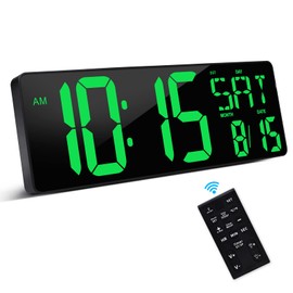XREXS Large Digital Wall Clock with Remote Control, 16.5 Inch LED Display, Count Up & Down Timer, Adjustable Brightness, Plug-in Alarm Clock with Day/Date/Temperature for Home, Gym, Classroom