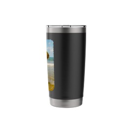 Funny Dinosaur with Floaties On The Beach T-Rex Summer Stainless Steel Insulated Tumbler