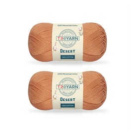 Troyarn Desert Giza Cotton (2- Skeins Pack) 100% Mercerized Giza Cotton Yarn Super Fino Worsted Weight #1 Soft Knitting and Crochet Yarn (2 x 1.76 oz) / (2 x 137 Yds) (11093 - Light Terra)