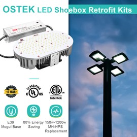 OSTEK 75W LED Shoebox Retrofit Kits, Replace 350W MH/HPS/HID Bulbs- 10,125LM 5000K E39 Mogul Base Retrofit Lights for Parking Lot Shoebox Light, Street Lighting, MEANWELL Driver, DLC&ETL Certified