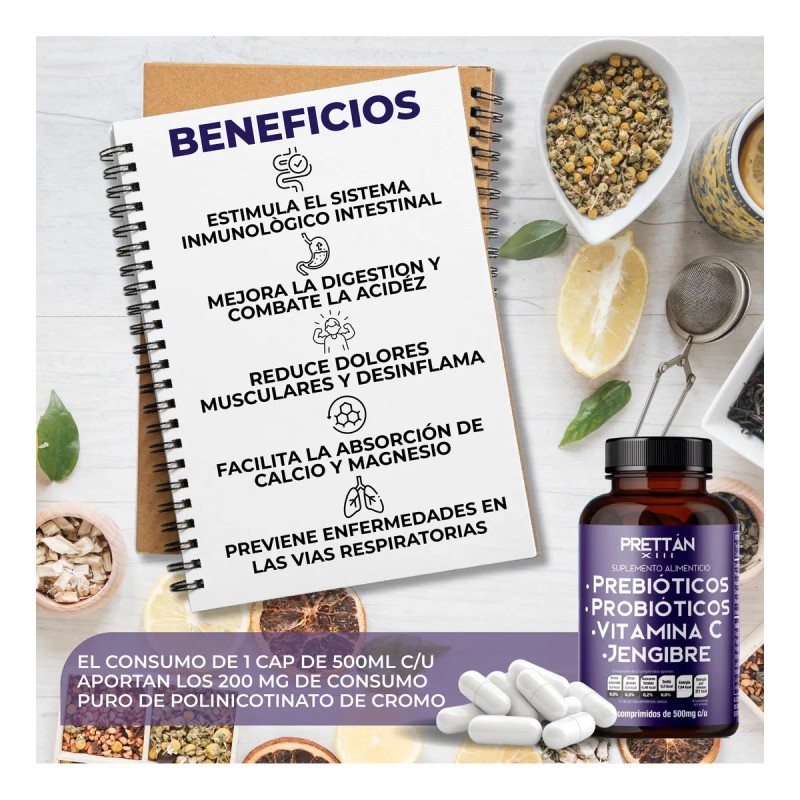 Prebioticos Probioticos Suplemento En Cápsulas 500mg Prettan