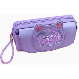 MAYACAT Glitter Pencil Case, Cute, Cute, Stylish, Large Capacity, Stationery, Elementary School Girls, Middle School, High School Students, Present, School Entrance Celebration, Cat Beads, Storage,