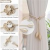 6Pcs Curtain Tiebacks, Beige Flower Curtain Ties with Adjustable Strap,