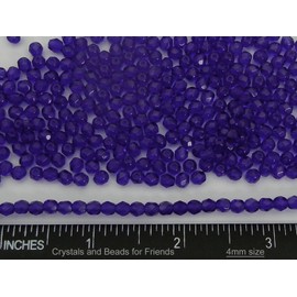 4mm, 600pcs, Cobalt Blue, Preciosa Czech Fire Polished Round Faceted Glass Beads