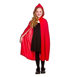 Kids Unisex Hooded Cape Fancy Dress Costume - Red (One Size)