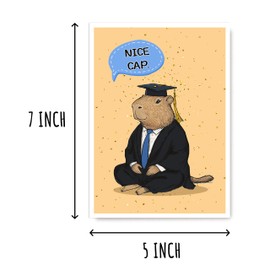 MABSDesigns Nice Cap Card - Capybara Graduation Card - Congratulations Card - Congrats Grad Card - Capybara Lover Card - Cute Graduation Card
