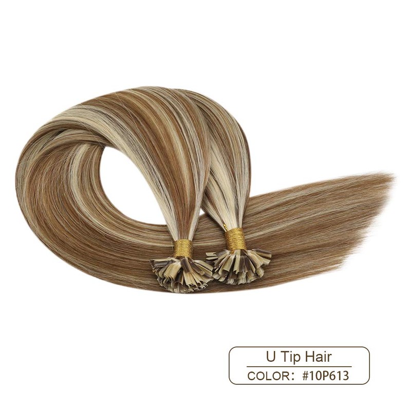 Ugeat Highlight Golden Brown with Bleach Blonde U Tip Hair