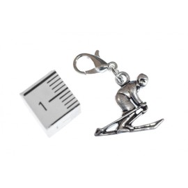 Miniblings Skier Winter Charm Ski Skis Ski Course Silver – Handmade Fashion Jewellery I Silver Plated Pendant Charm Bracelet – Pendant for Bracelet, Metal, No Gemstone