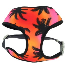 Sublime Reversible Dog Harness, Sunset Palms with Black Grid, XX- Small - 5/8" x 14" - 16"