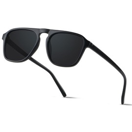 ANDWOOD Square Aviator Sunglasses Polarized Mens Womens UV Protection Sun glasses Black Shades