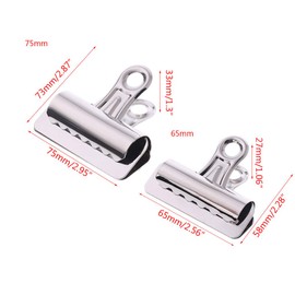 Baiyao Large Metal Hinge Clips,Silver Metal Bulldog Clips Paper Letter Document Ticket File Binder Grip Clip Clamp for Pictures, Photos, Money,Office and Home Kitchen 65mm 75mm