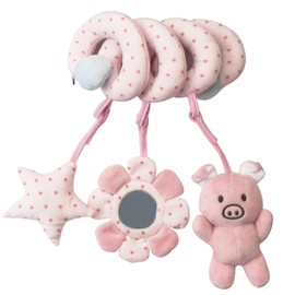 Fafeicy Juguete Sensorial en Espiral para Bebés - Colgante para Cochecito, Cuna y Asiento de Coche, Juguete de Peluche Rosa de 40cm