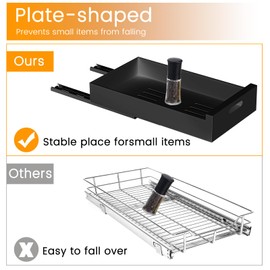 WIMEORS 2pack Pull Out Cabinet Organizer，Fixed With Adhesive Nano Film, Heavy Duty Slide Out Pantry Shelves, Sliding Drawer Pantry Shelf for Kitchen, Living Room, Home 11.8" Wide-16.9"Deep