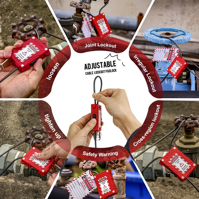 BOZZYS Lockout Tagout Cable Locks with 2 Keys | OSHA