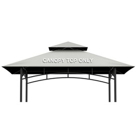 Grill Gazebo Replacement Canopy Top Only - 5' x 8' Outdoor BBQ Gazebo Canopy Roof, Waterproof Double Tiered Shelter Cover Fit for Model L-GG001PST-F (Gray, 5x8)