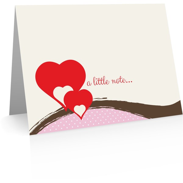 Hearts Note Card (24 Foldover Cards and Envelopes) Valentines Cards