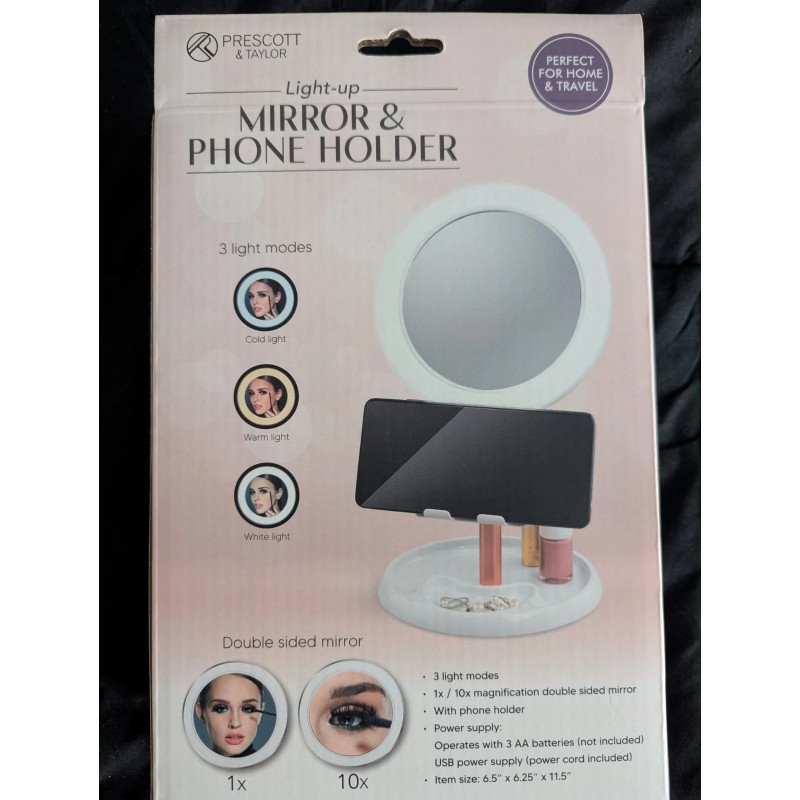 Taylor Prescott & Taylor Light Up Mirror & Phone Holder