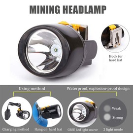 Yongkist Waterproof Explosion Proof Safety Mining Headlight Rechargeable LED Miners Head Light Flashlight Underground Head Lamp Coal Mining Lights for Hard Hat (Yellow)