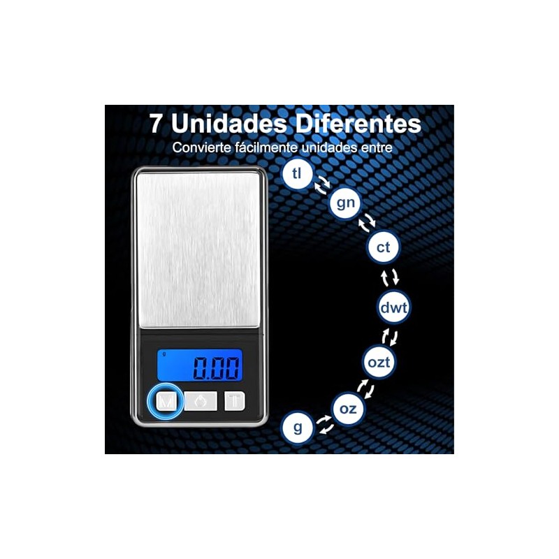 Báscula Digital de Bolsillo, Báscula de Precisión, 200g/0.01g, Equipado con