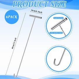 Zonon 6 Pack 31" 5th Wheel Pin Puller Solid Steel Chrome Plated Fifth Wheel Pin Puller Heavy Duty Portable Type Lifting Hooks for Pulling Storm Drain Manhole Covers, J Hook