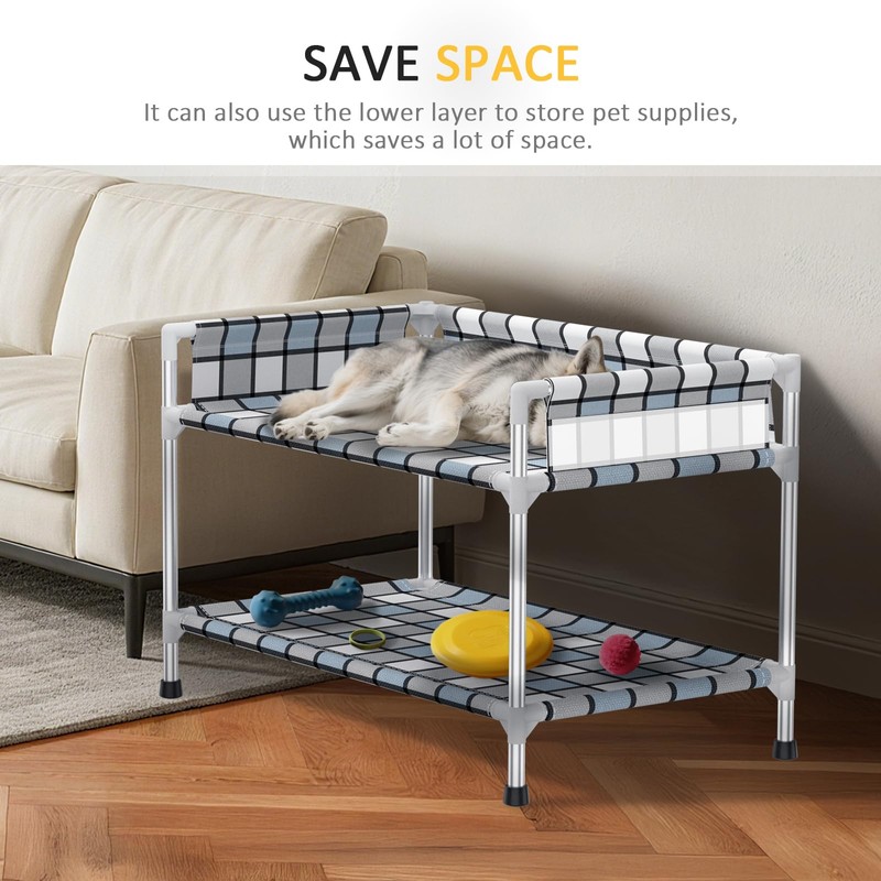Bedside Window Dog Bunk Bed - Double Elevated Human Dog