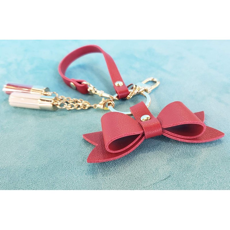 byDream Cute Genuine Leather Ribbon Key Chain Strap Genuine Leather