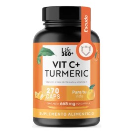 Suplemento Alimenticio Life 360+ Vit C+ Turmeric Cúrcuma Vitamina C 270 Cápsulas