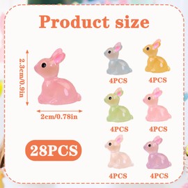 FveVqe 28PCS Mini Easter Bunnies, Mini Rabbits for Dollhouse Micro Fairy Garden Decor Easter Egg Fillers Party Favors(Multicolour)