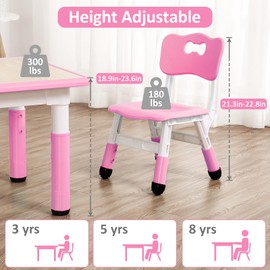 GarveeHome Kids Table and Chairs Set, Height Adjustable Desk for Ages 2-10,Arts & Crafts Table,Graffiti Desktop, Non-Slip Legs, Max 300lbs, Children Multi-Activity Table for Classrooms,Daycares,Home