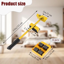 Heavy Duty Furniture Lifter Kit with 4 Sliders Heavy Furniture Roller Move Tool Set for Sofas, Couches and Refrigerators Easy and Safe Moving (yellow)