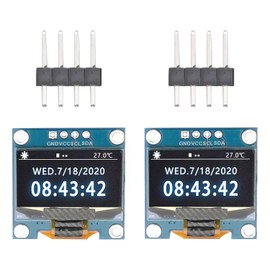 FUSHUI 2pcs 0.96 Inch OLED Display I2C OLED Module OLED LCD Display LCD Module LCD Module LCD SSD 128X64 SSD1306 4Pin for Arduino Raspberry PiVCC GND SCL/SDA