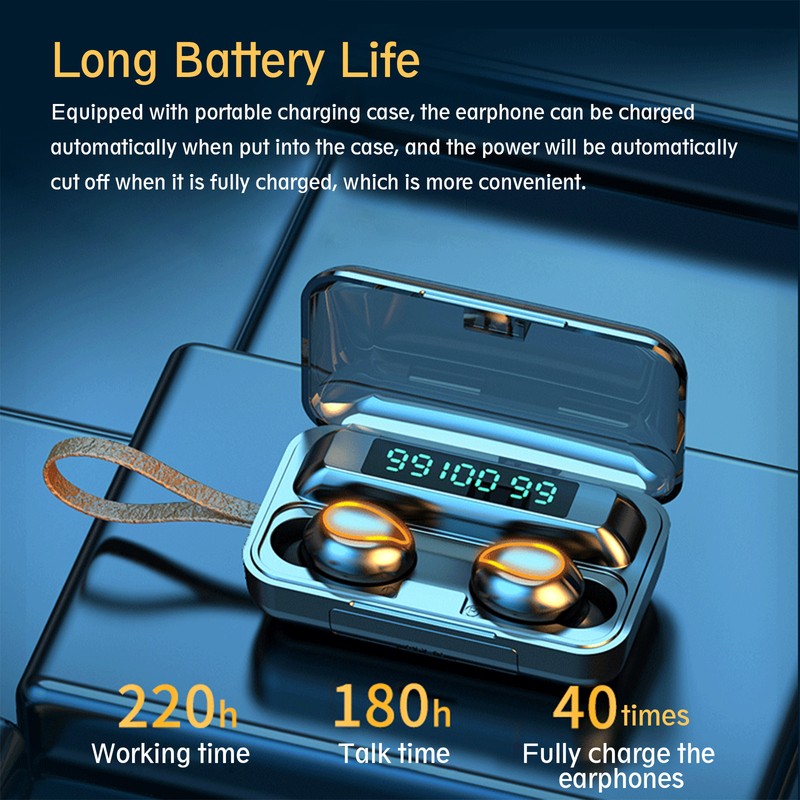F9-5 True Wireless Headphones Bluetooth 5.0 Earphones with Mic Sports