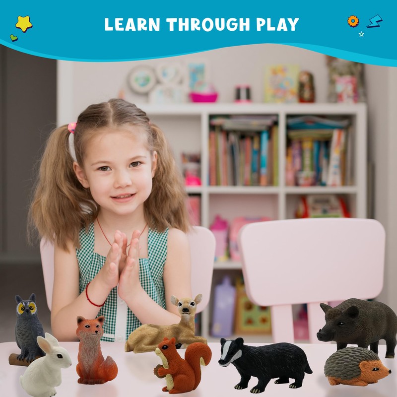 Get Ready Kids Forest Animal Playset – 8-Piece Mini Forest