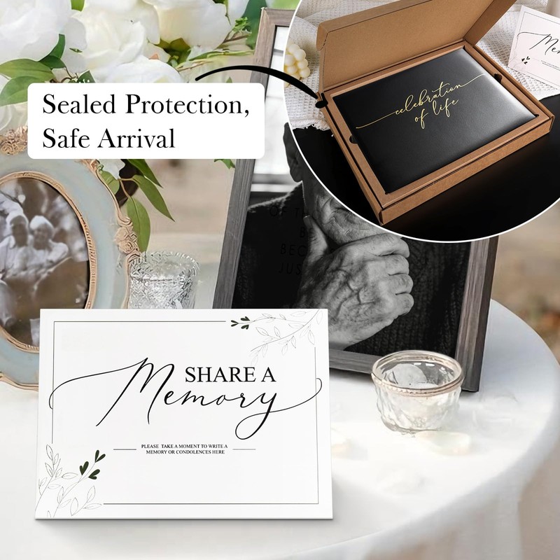 Funeral Guest Book for Celebration of Life, Elegant Black