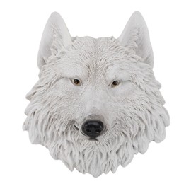 3D Simulation Animal Head Statues Wall Decor Resin Unique Exquisite Animal Head Statues Wall Hanging Sculpture for Home Bar White Wolf
