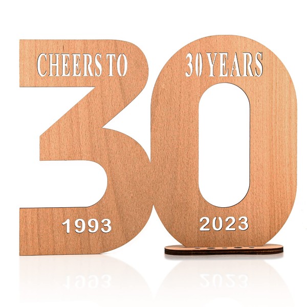 Giftota - 2023 Wooden Sign Guest Book - Guest Book Birthday 30 Wood - 30th Birthday Anniversary - Decorative Numbers 30 Years with Years - Gift for 30 Years Man Woman - 1993-2023 (30th)
